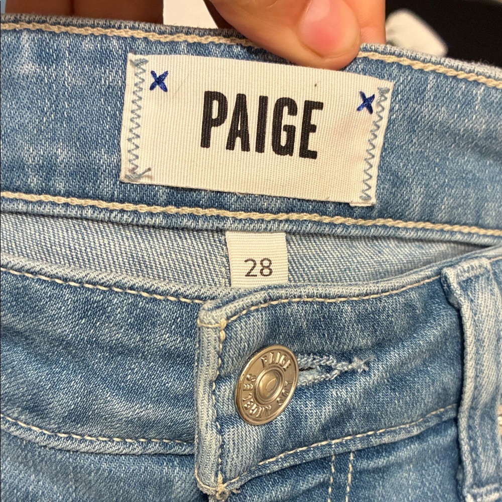 PAIGE Women's Classic Blue Straight Leg Jeans - Picture 4 of 6